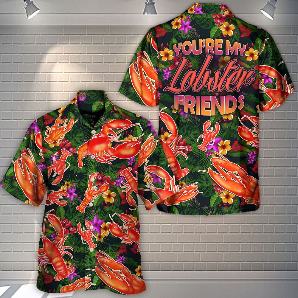Tropical Lobster Hawaiian Shirt Front Pattern View For Coastal Travel