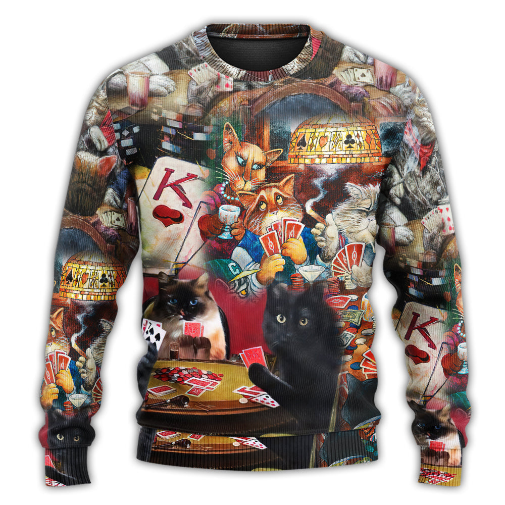 Cats Playing Poker Sweater For Everyday Outfits Seasonal Parties And Thoughtful Gifting