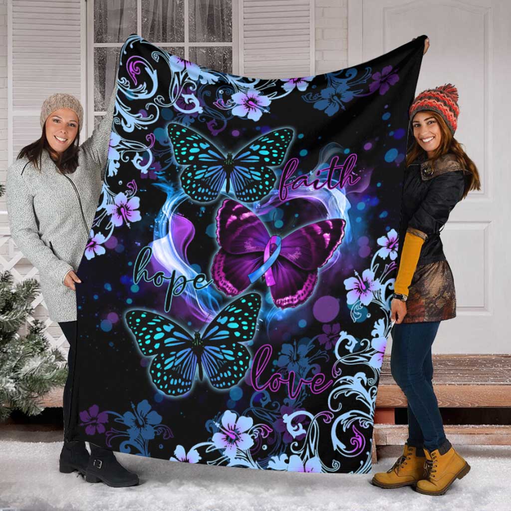 Butterfly Faith Hope Love Flannel Blanket For Cozy Bedroom Sofa Decor