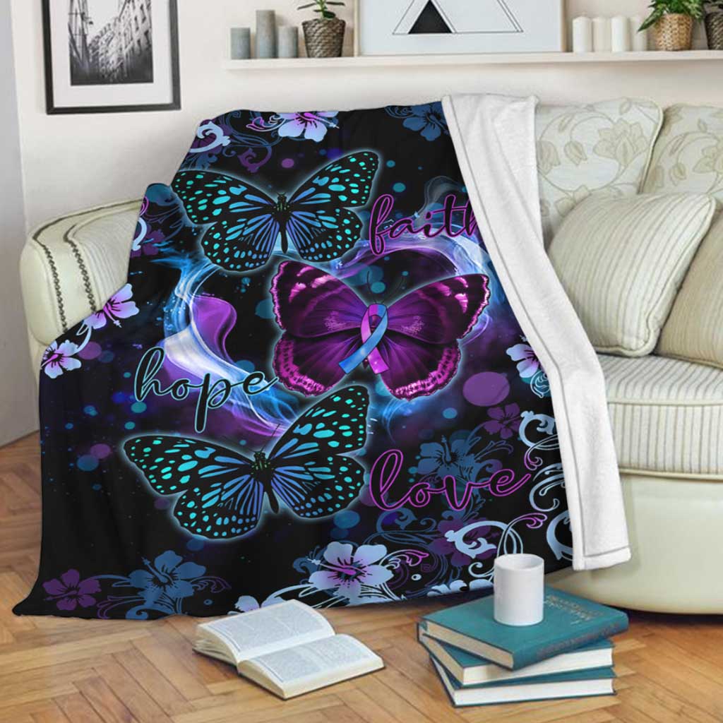 Butterfly Faith Hope Love Flannel Blanket For Cozy Bedroom Sofa Decor