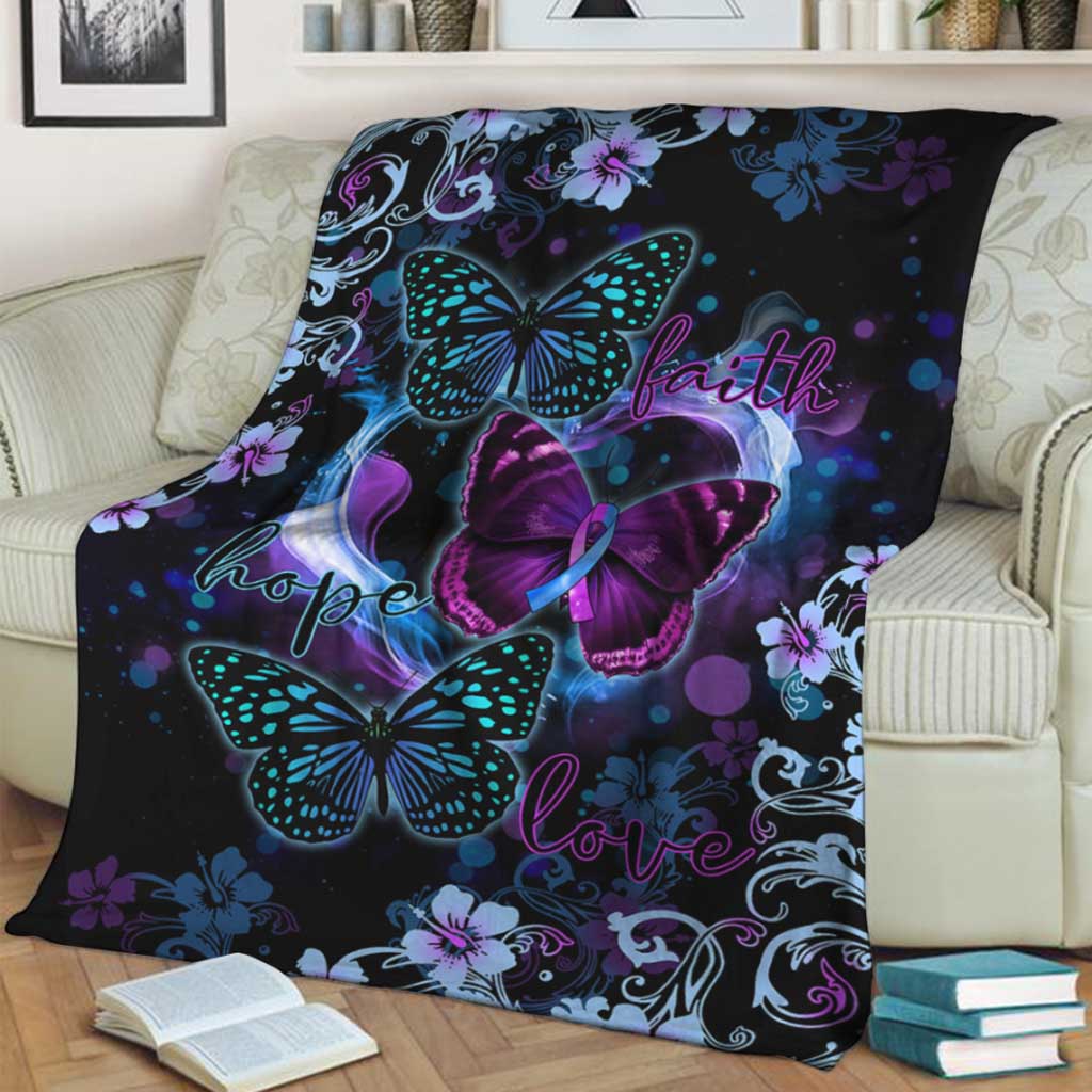 Butterfly Faith Hope Love Flannel Blanket For Cozy Bedroom Sofa Decor