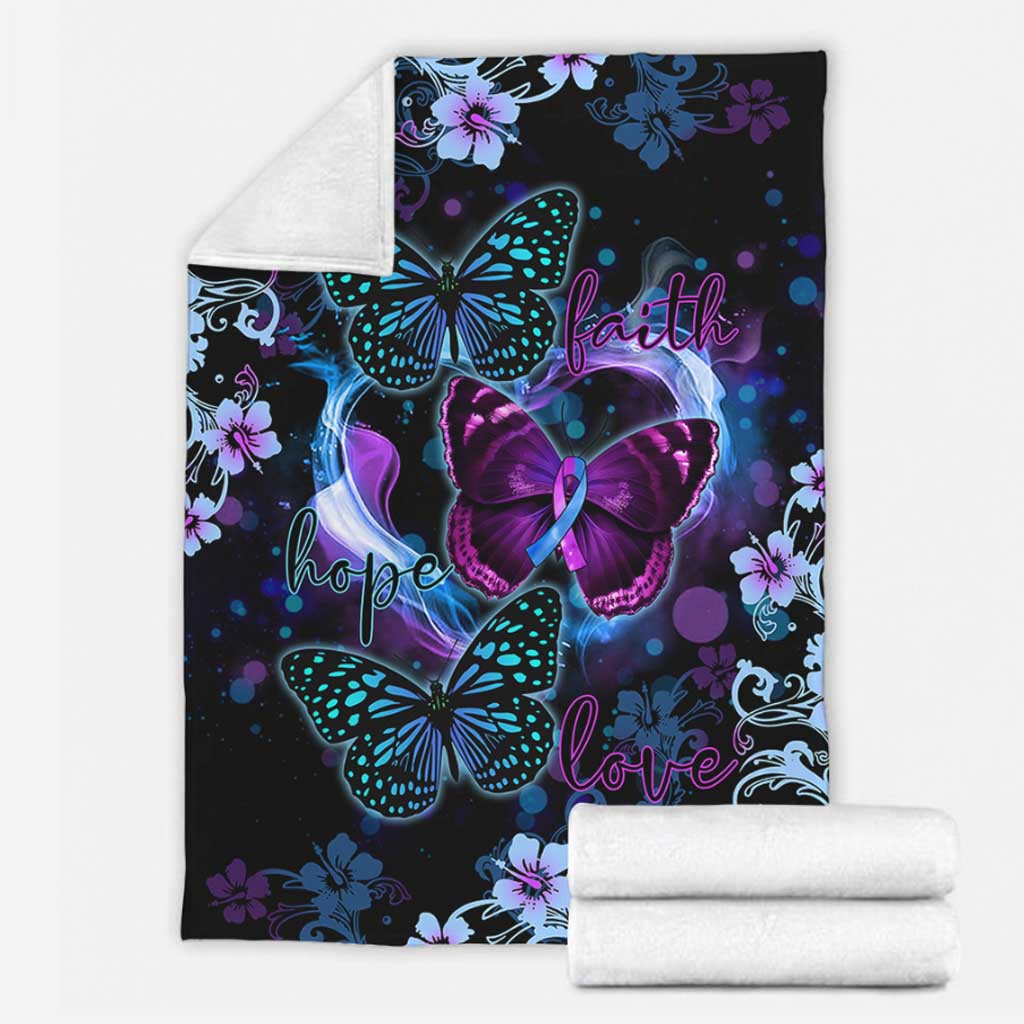 Butterfly Faith Hope Love Flannel Blanket For Cozy Bedroom Sofa Decor