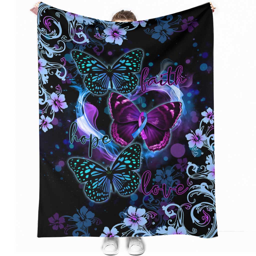 Butterfly Faith Hope Love Flannel Blanket For Cozy Bedroom Sofa Decor