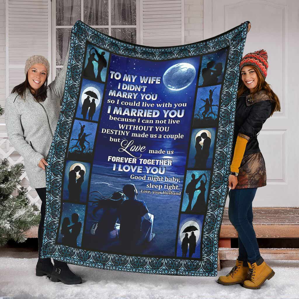 Family To My Wife Couple Flannel Blanket For Cozy Bedroom Sofa Decor