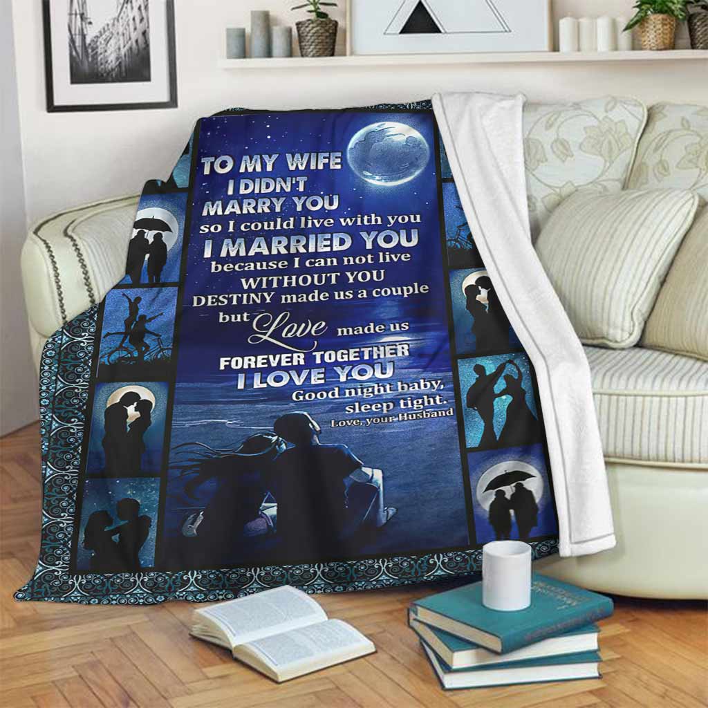 Family To My Wife Couple Flannel Blanket For Cozy Bedroom Sofa Decor