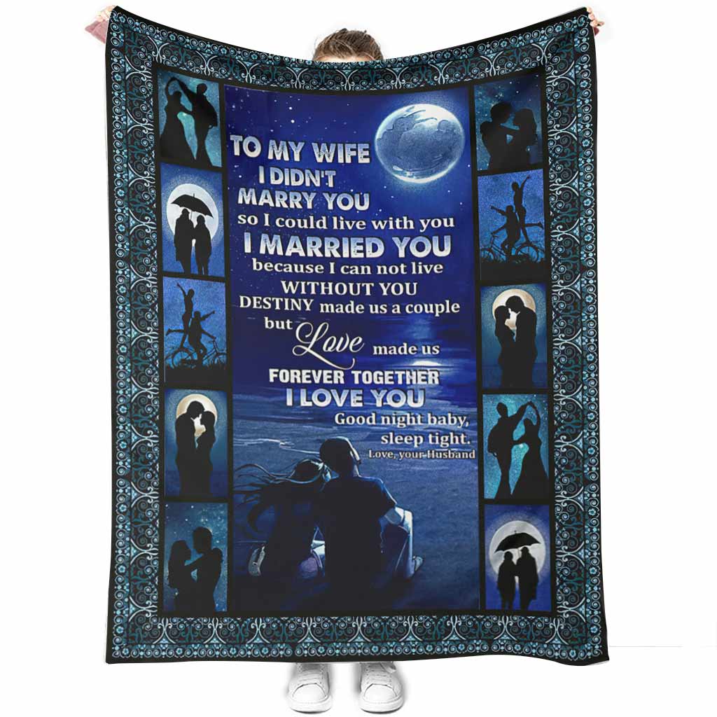 Family To My Wife Couple Flannel Blanket For Cozy Bedroom Sofa Decor