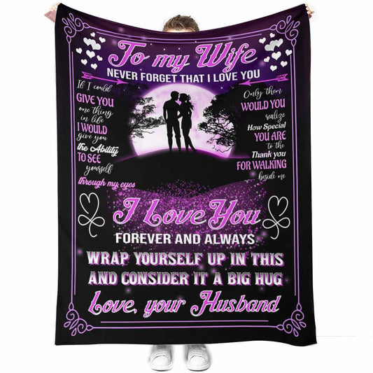 Family To My Wife Lover Flannel Blanket For Cozy Bedroom Sofa Decor