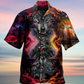 Wolf Darkness Galaxy Sky Hawaiian Shirt Artwork Detail For Resort Trips And Outdoor Activities