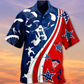 Patriotic Skydiving Hawaiian Shirt With Detailed Graphic For Coastal Vacations Warm Weather Events And Daily Style
