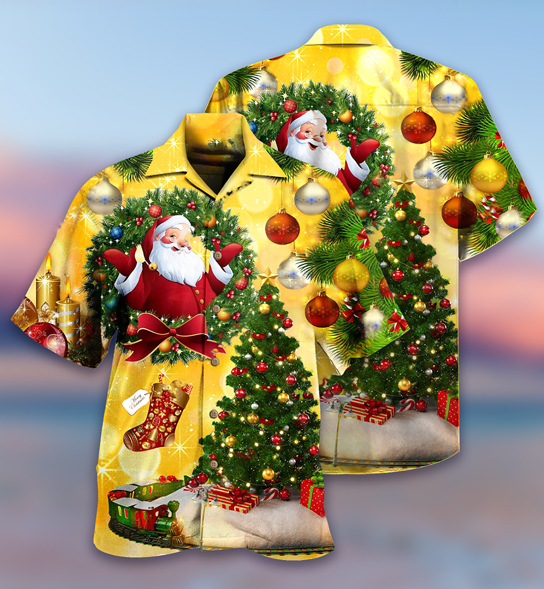 Yellow Christmas Tree Stunning Night Hawaiian Shirt For Summer Events And Casual Outdoor Wear