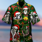 Festive Happy Skull Christmas Hawaiian Shirt Design Detail For Beach Days And Holiday Travel