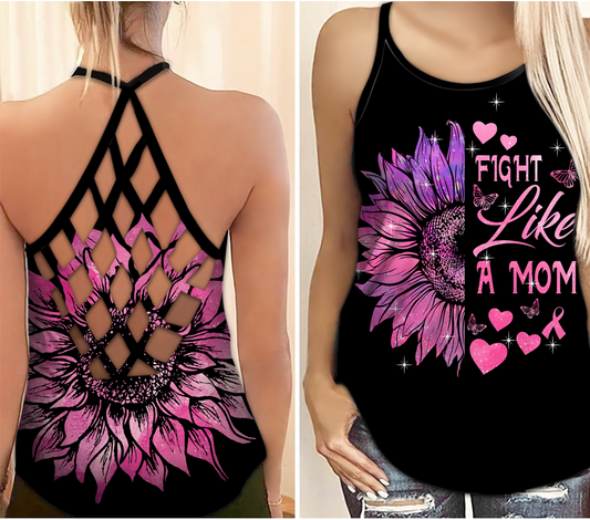 Breast Cancer Awareness Fight Like A Mom Hollow Tank Top For Awareness Gatherings And Daily Wear