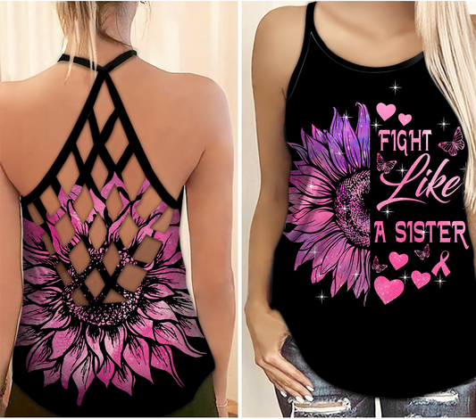 Breast Cancer Awareness Fight Like A Sister Hollow Tank Top For Community Events And Positive Support