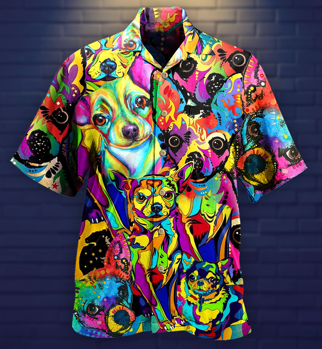 Colorful Watercolor Chihuahua Hawaiian Shirt For Resort Getaways And Comfortable Summer Activities