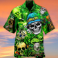 Cute Green Skull Hawaiian Shirt With Detailed Graphic For Island Trips Summer Gatherings And Comfortable Daily Wear