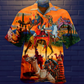 Camel Hawaiian Shirt With All Over Print For Vacation Getaways Resort Wear And Casual Celebrations