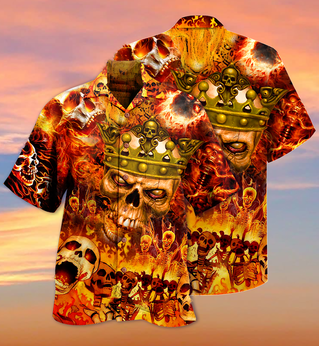 Flame Skull Hawaiian Shirt With Detailed Graphic For Resort Holidays Beach Travel And Relaxed Casual Fashion