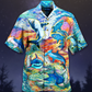 Watercolor Shark Hawaiian Shirt Design Detail For Beach Days And Holiday Travel