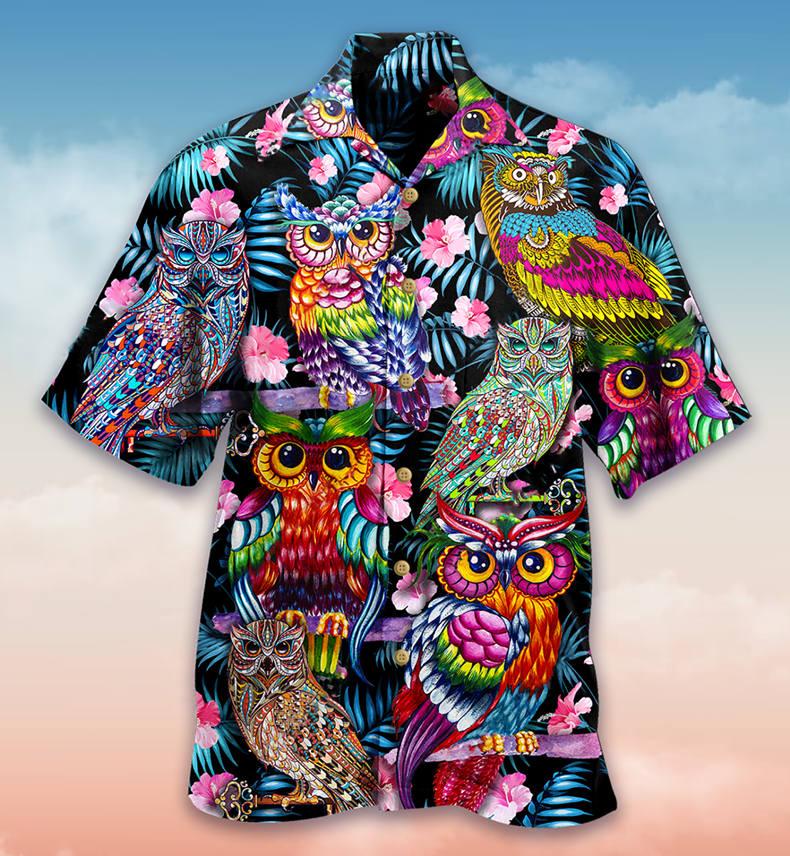 Floral Owl Nice Hawaiian Shirt Pattern View For Lightweight Everyday Style