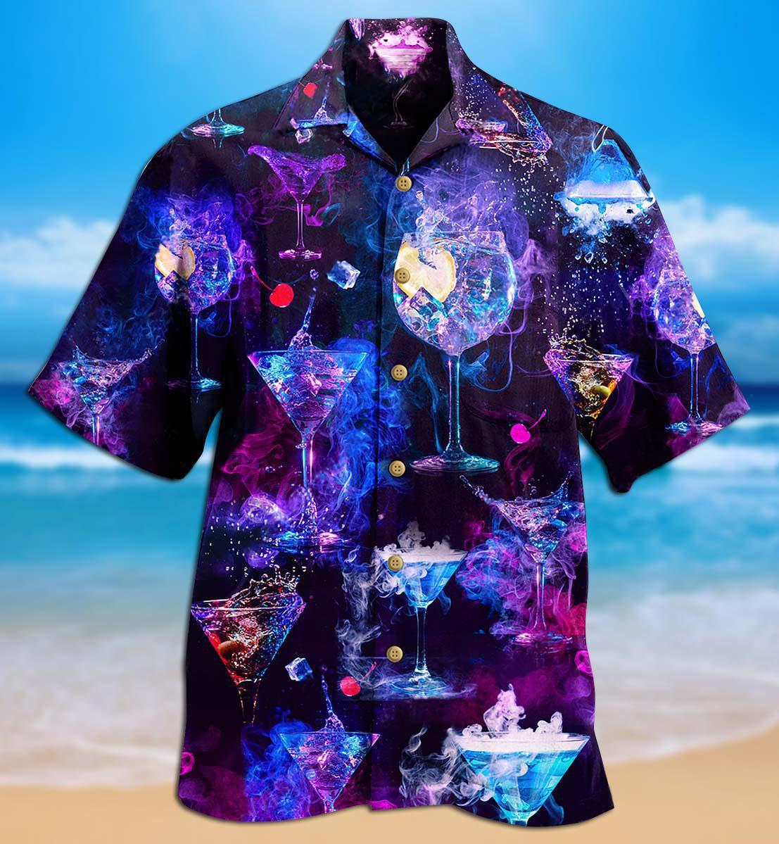 Purple Cocktail Moon Hawaiian Shirt For Summer Vacation And Beach Travel
