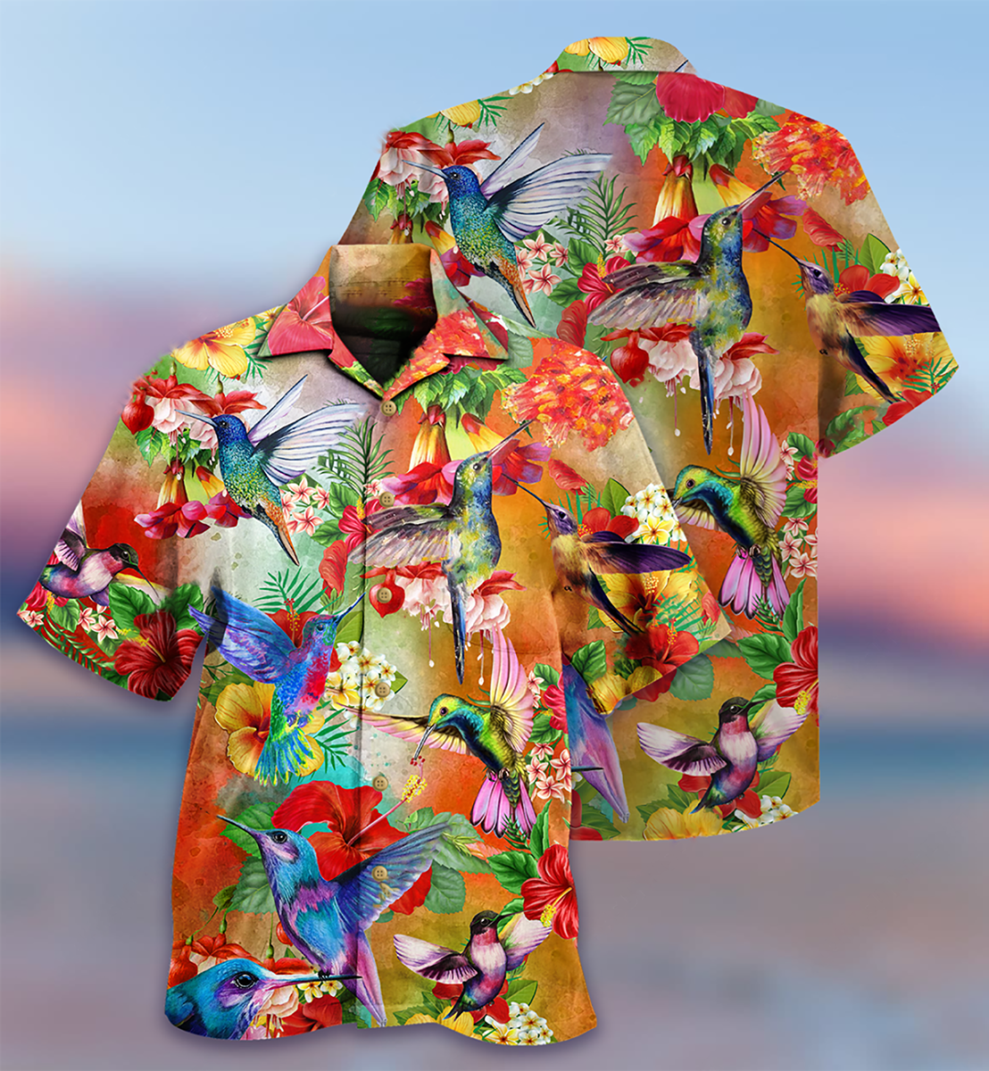 Floral Hummingbird Garden Hawaiian Shirt For Coastal Adventures And Warm Weather Wear