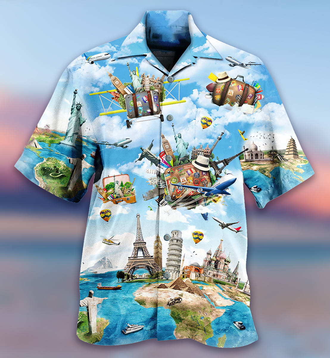 Airplane Travel Whole Hawaiian Shirt Artwork View For Coastal Escapes And Resort Style