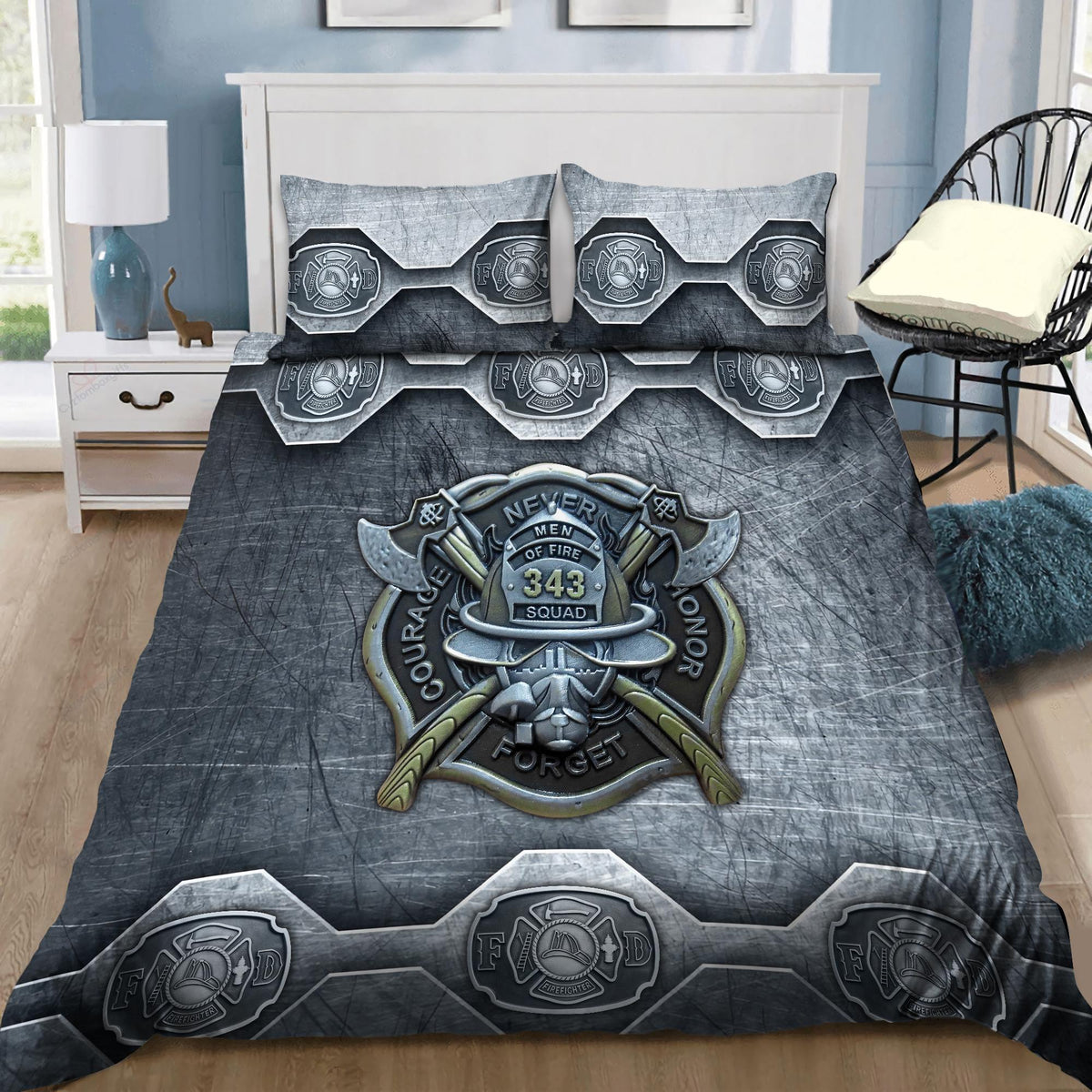 343 Firefighter Squad Bedding Cover For Firefighter Bedroom Decor