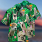 Cute Green Llama Hawaiian Shirt With Detailed Graphic For Resort Travel Summer Outings And Casual Gatherings