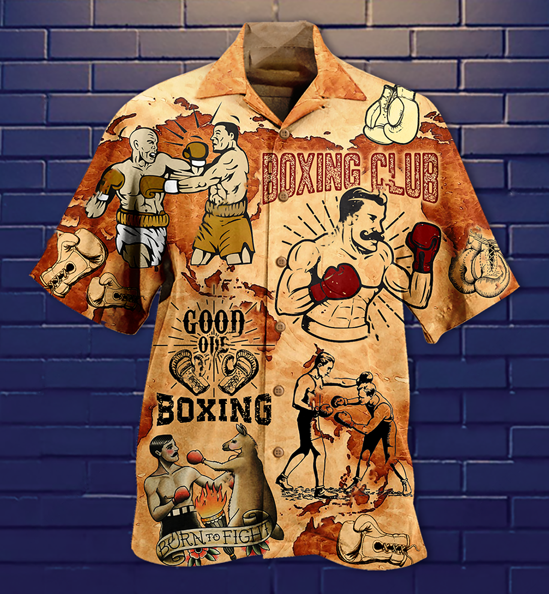 Boxing Hawaiian Shirt With All Over Print For Island Holidays Summer Parties And Casual Outdoor Wear