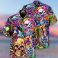 Rainbow Vintage Skull Smiling Hawaiian Shirt For Resort Getaways And Comfortable Summer Activities