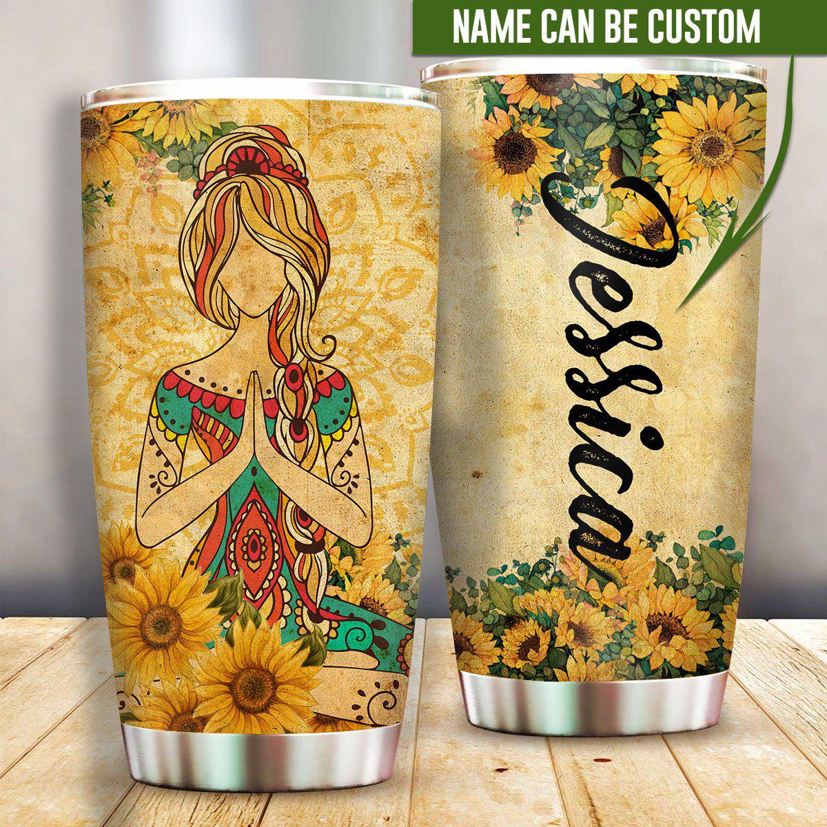 Yoga Sunshine Sunflower Personalized 20 Oz Tumbler For Coffee Travel And Daily Drinks