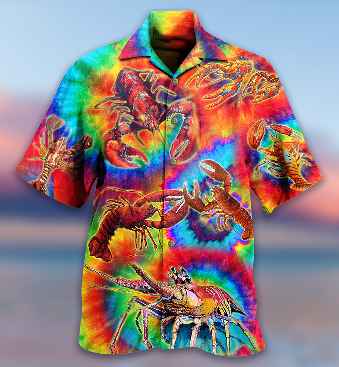 Red Rainbow Shrimp Hawaiian Shirt For Coastal Adventures And Warm Weather Wear