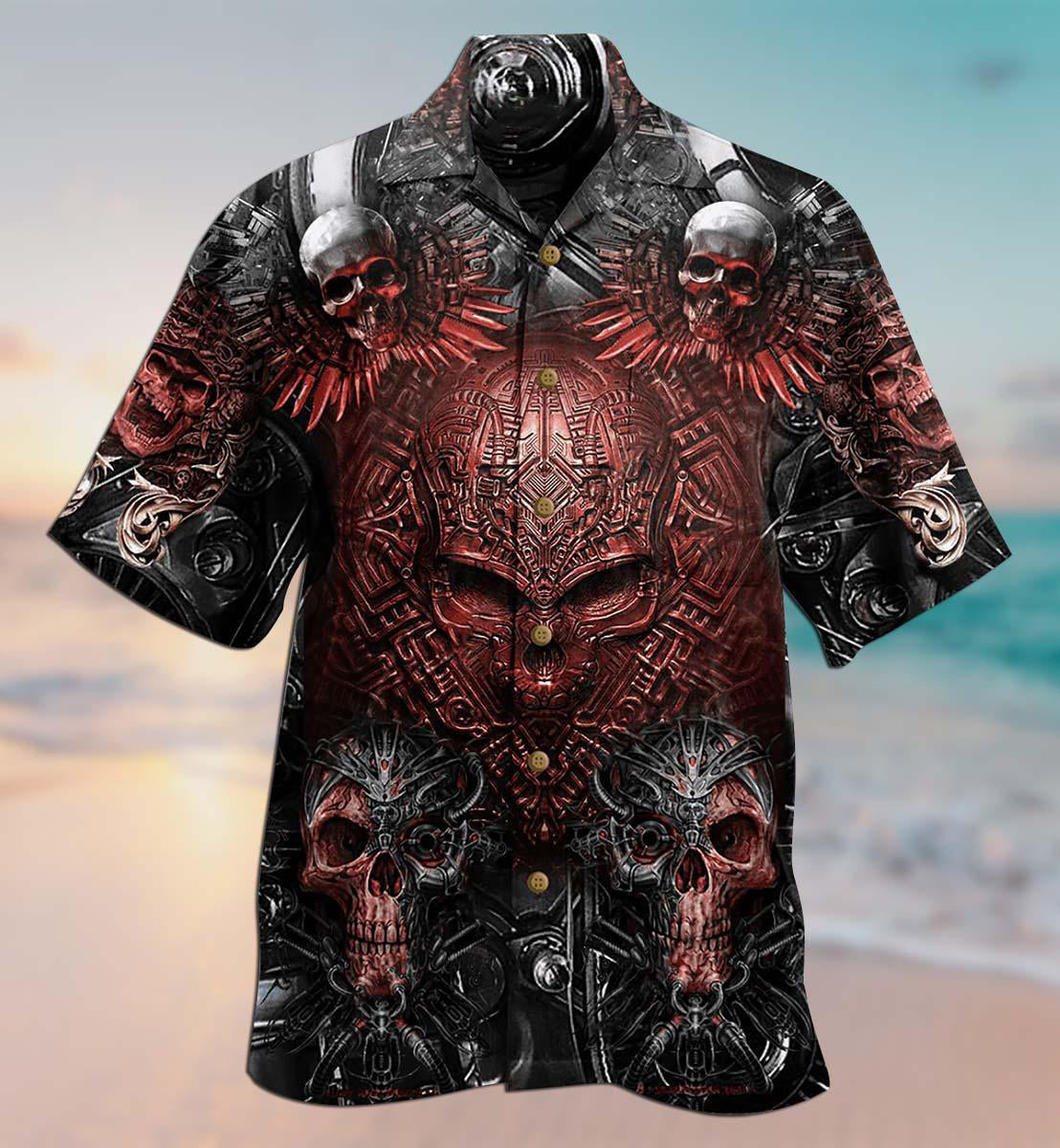 Skull Metal Angry Hawaiian Shirt For Beach Parties And Weekend Getaways