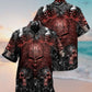 Skull Metal Angry Hawaiian Shirt Pattern Detail For Vacation Travel And Daily Wear