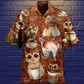 Coffee Owl Hawaiian Shirt Pattern Detail For Summer Holidays And Outdoor Fun