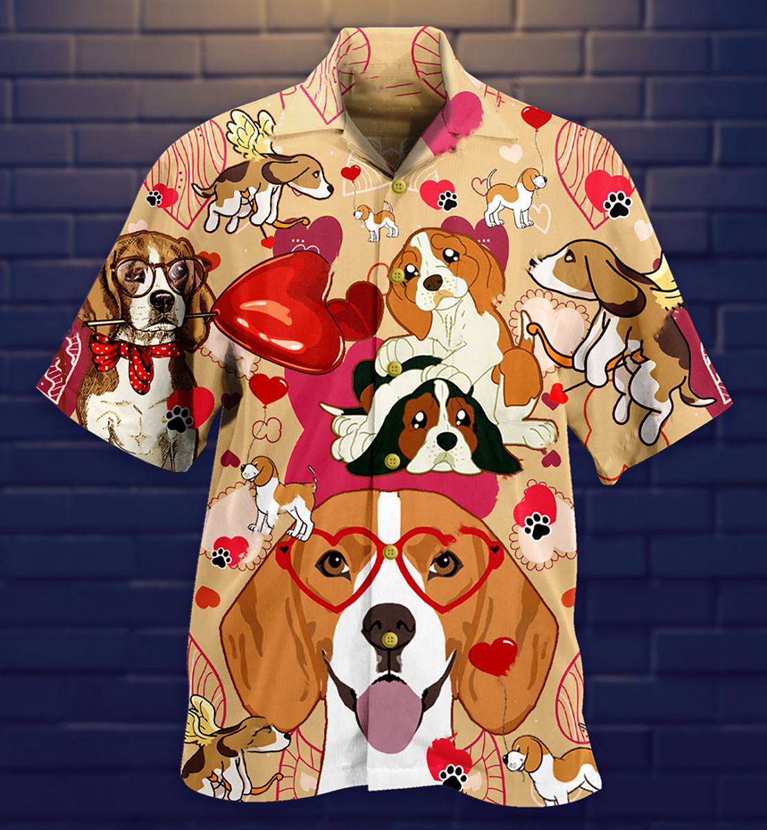 Dog Beagle Valentine Hawaiian Shirt For Summer Vacation And Beach Travel
