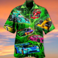 Green Classic Car Hawaiian Shirt With All Over Print For Tropical Getaways Outdoor Fun And Everyday Wear