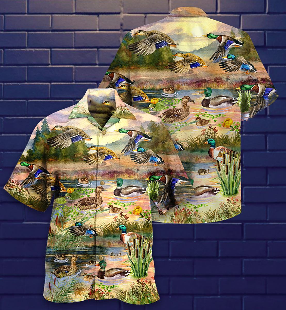 Duck Hawaiian Shirt With All Over Print For Coastal Vacations Warm Weather Events And Daily Style
