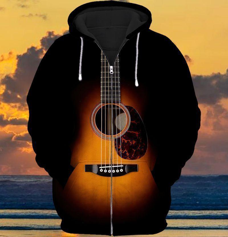 Black Guitar Hoodie For Musicians Outdoor Activities And Creative Gift Ideas