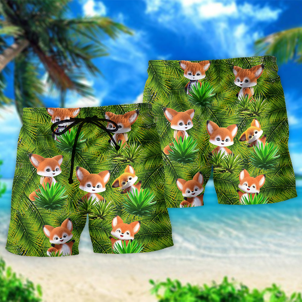 Cute Fox 3D Animator Beach Shorts Design View For Poolside Relaxation And Holiday Trips