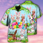 Playful Easter And Pit Bull Hawaiian Shirt With All Over Print For Summer Vacation Beach Travel And Casual Wear