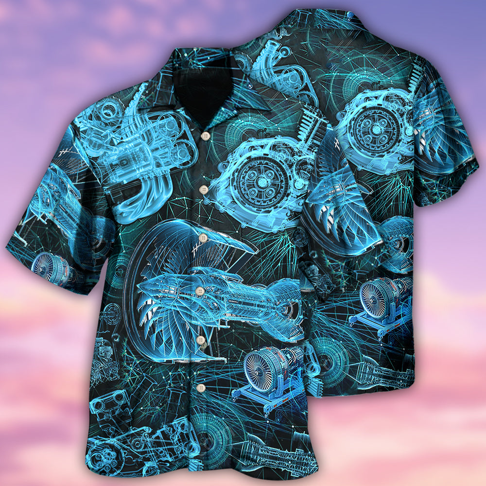 Engine Amazing Blueprint Hawaiian Shirt Design Detail For Beach Days And Holiday Travel