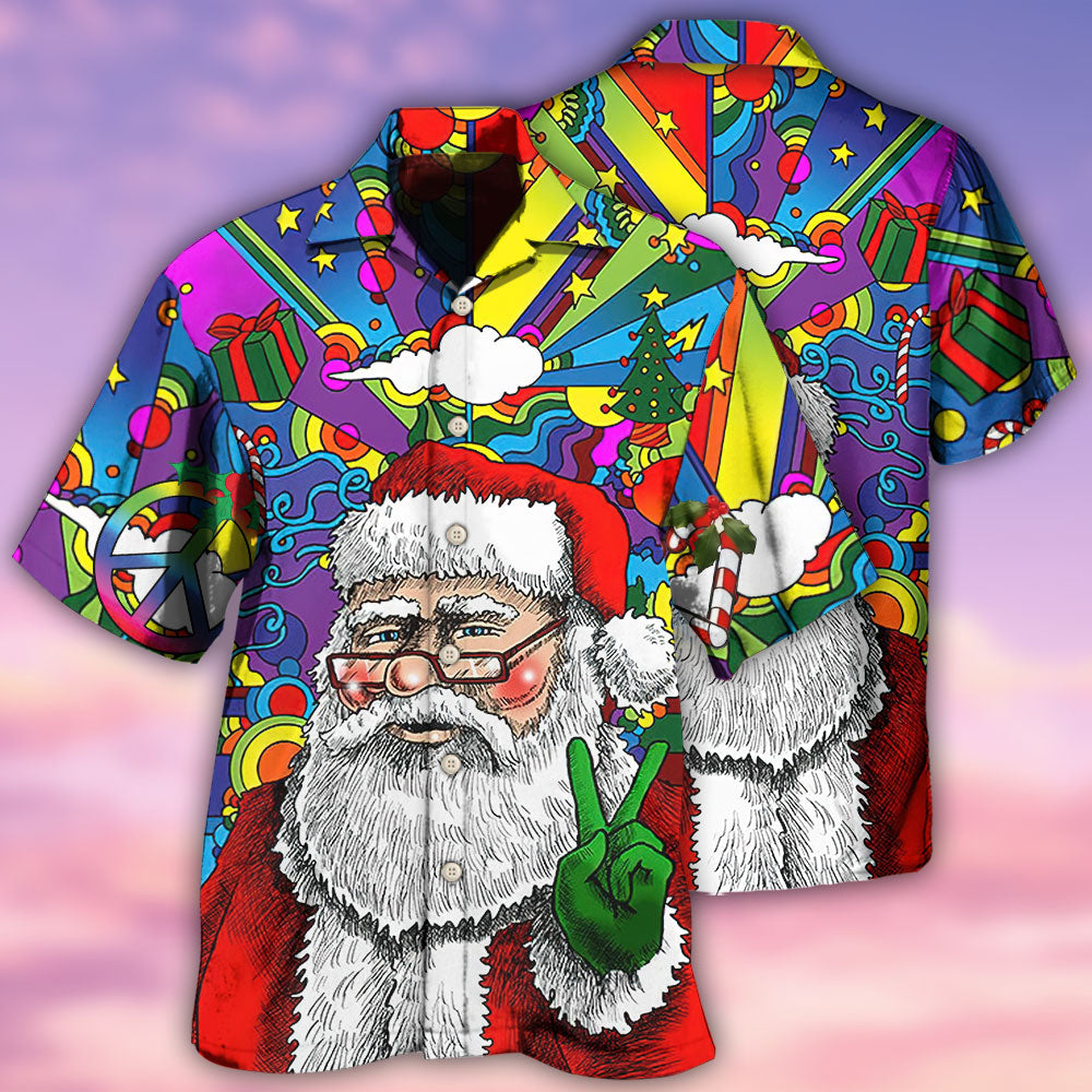 Christmas Playful Hippie Peace Hawaiian Shirt With All Over Print For Resort Travel Summer Outings And Casual Gatherings