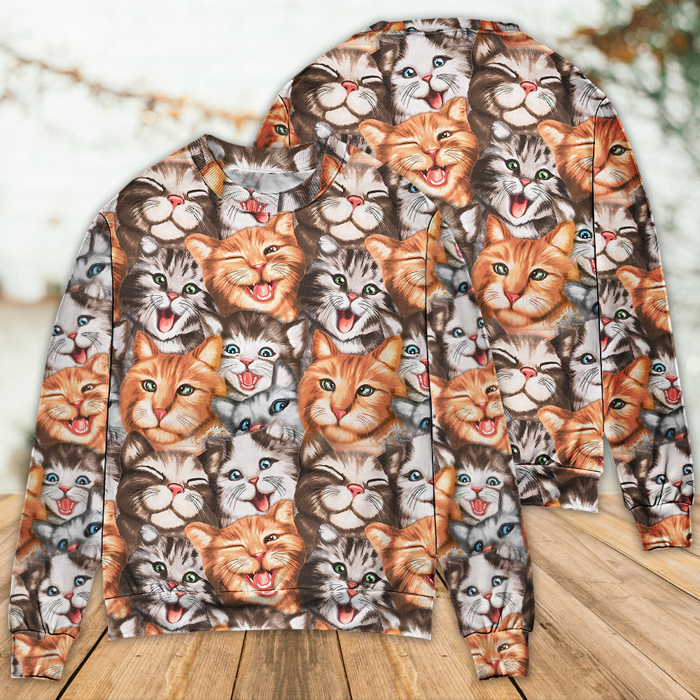 Cute Funny Cat Happy Sweater For Casual Wear Travel Parties And Comfortable Seasonal Style
