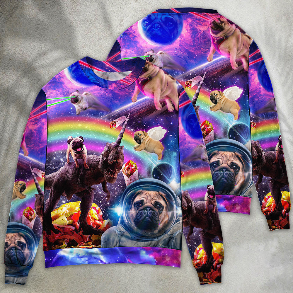 Pug Galaxy Rainbow Dinosaur Sweater For Nature Inspired Fashion Events And Relaxed Everyday Comfort