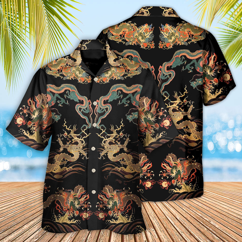 Dragon Chinese Royal Hawaiian Shirt Pattern View For Relaxed Warm Weather Outfits
