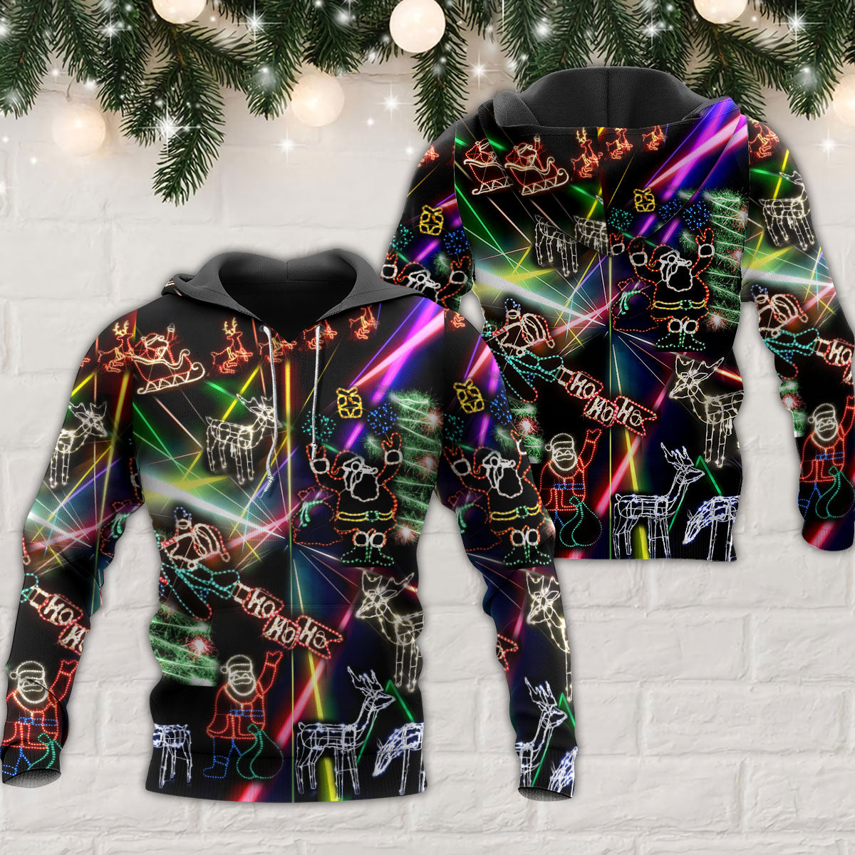 Neon Christmas Tree Snowman Hoodie For Festive Days Casual Adventures And Thoughtful Seasonal Gifting