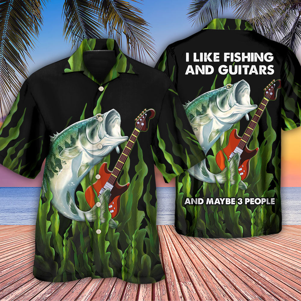 Guitar Fishing Hawaiian Shirt For Summer Vacation And Beach Travel