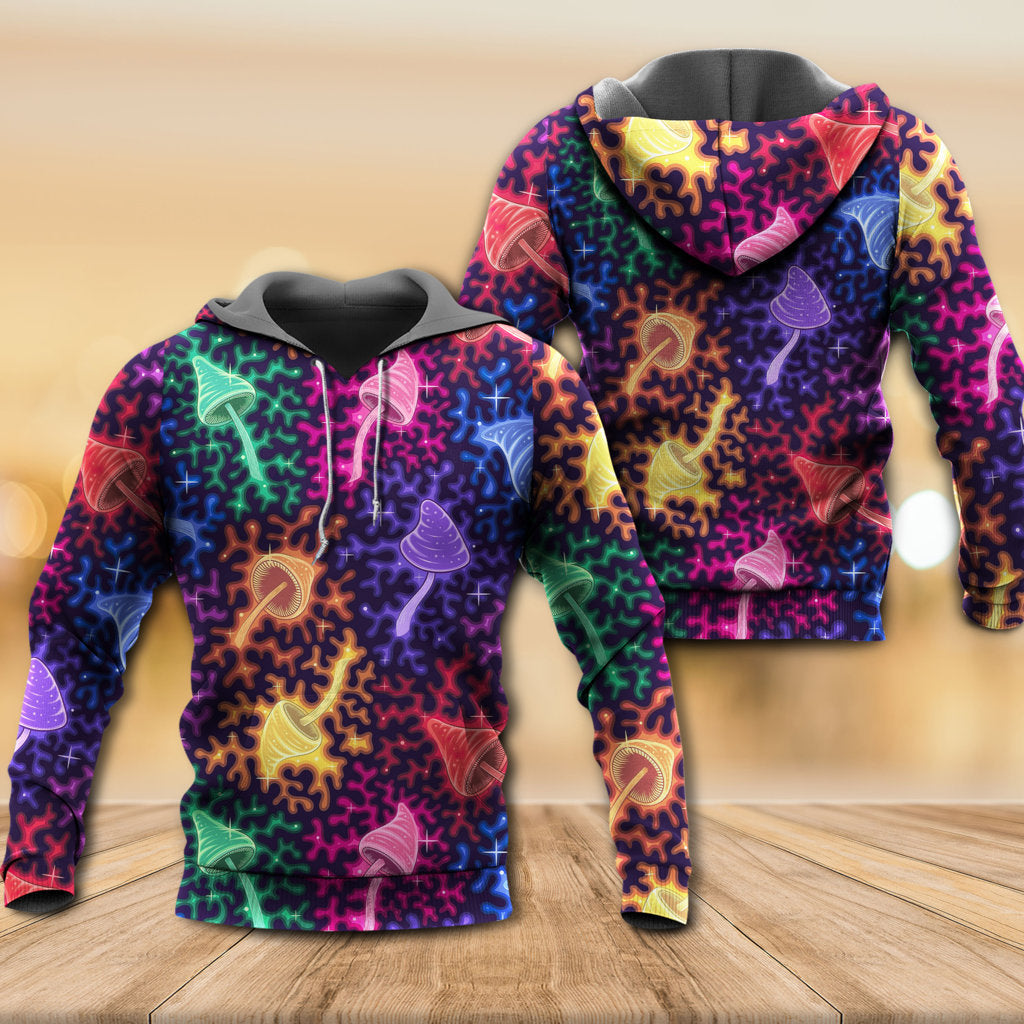 Rainbow Mushroom Galaxy Hoodie For Community Events Weekend Outings And Vibrant Streetwear