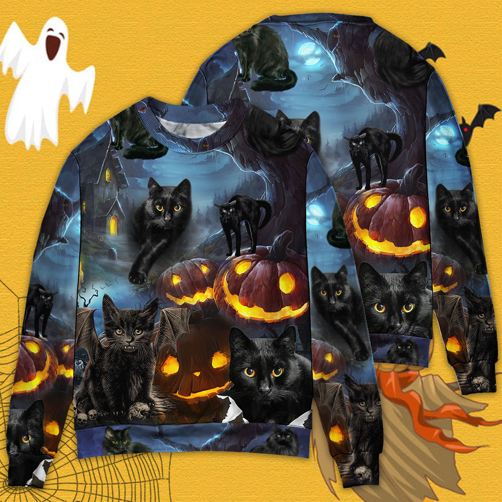 Halloween Black Cat Dark Night Sweater For Halloween Events Weekend Outings And Creative Gift Giving